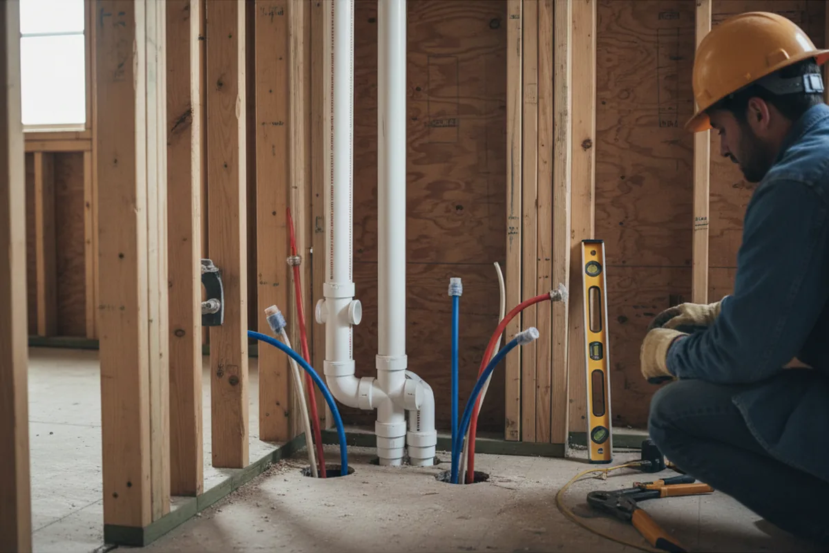 Drain and supply rough-in during Leak Detection in Peoria Heights