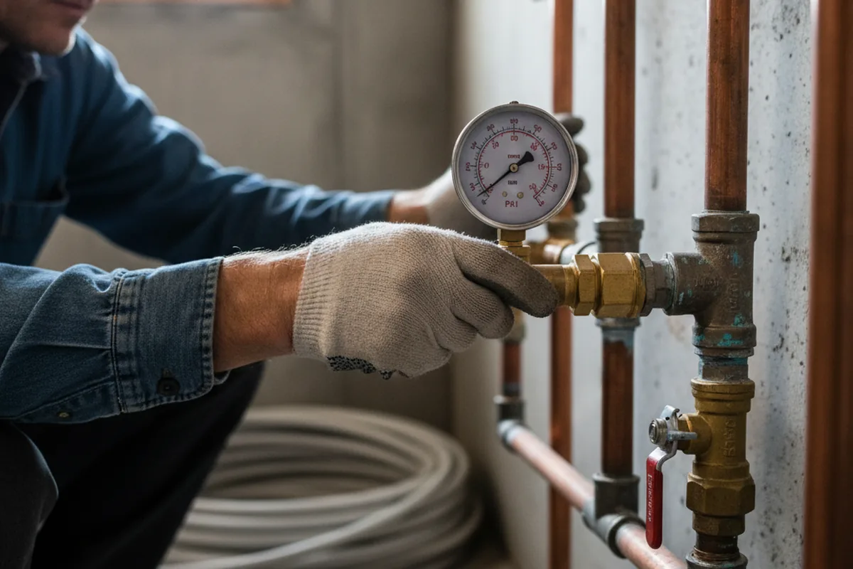 Pressure testing a repaired line during Water Line Repair in Peoria Heights